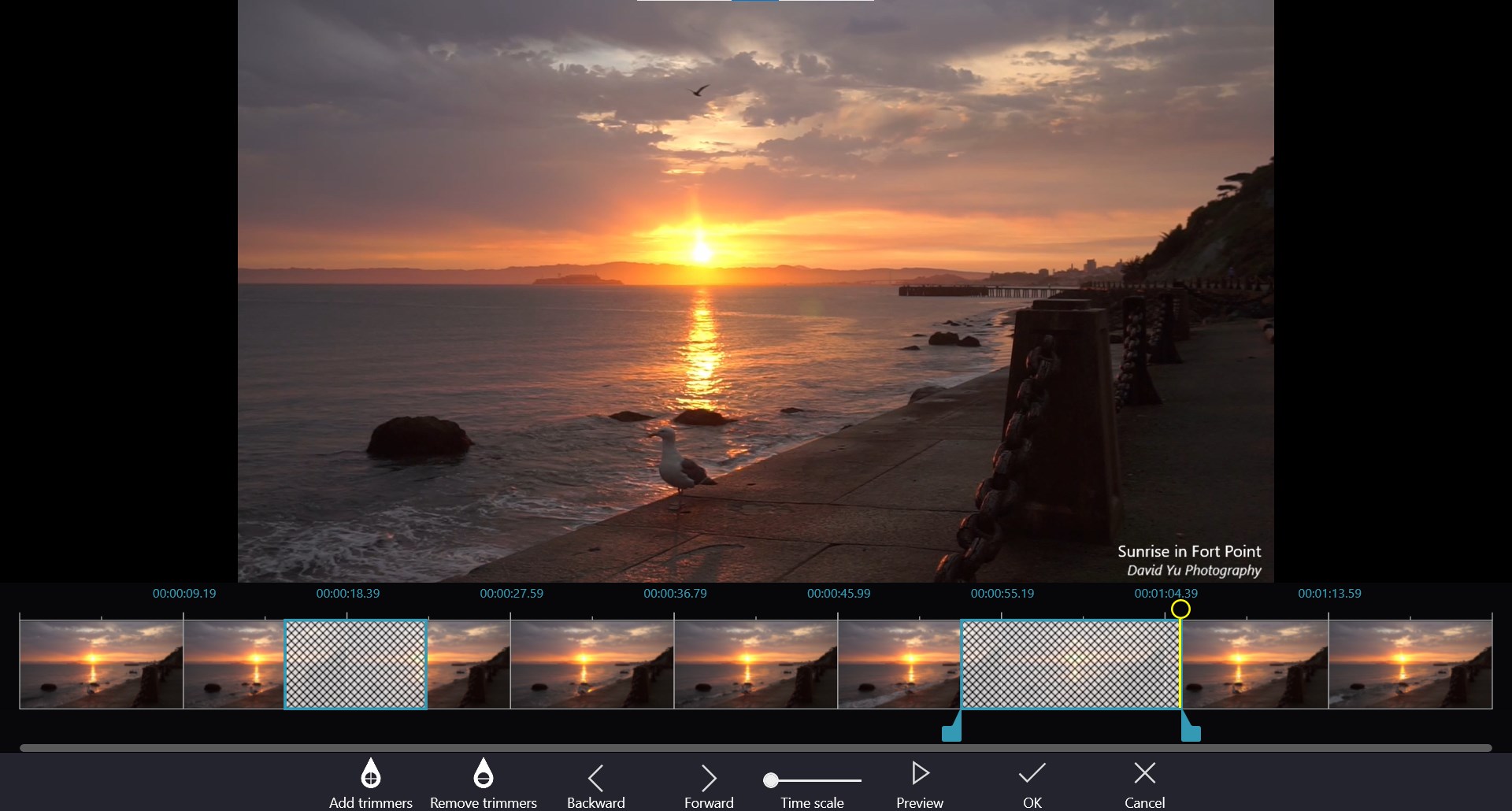 Movie Maker Free frame-by-frame trimming tool