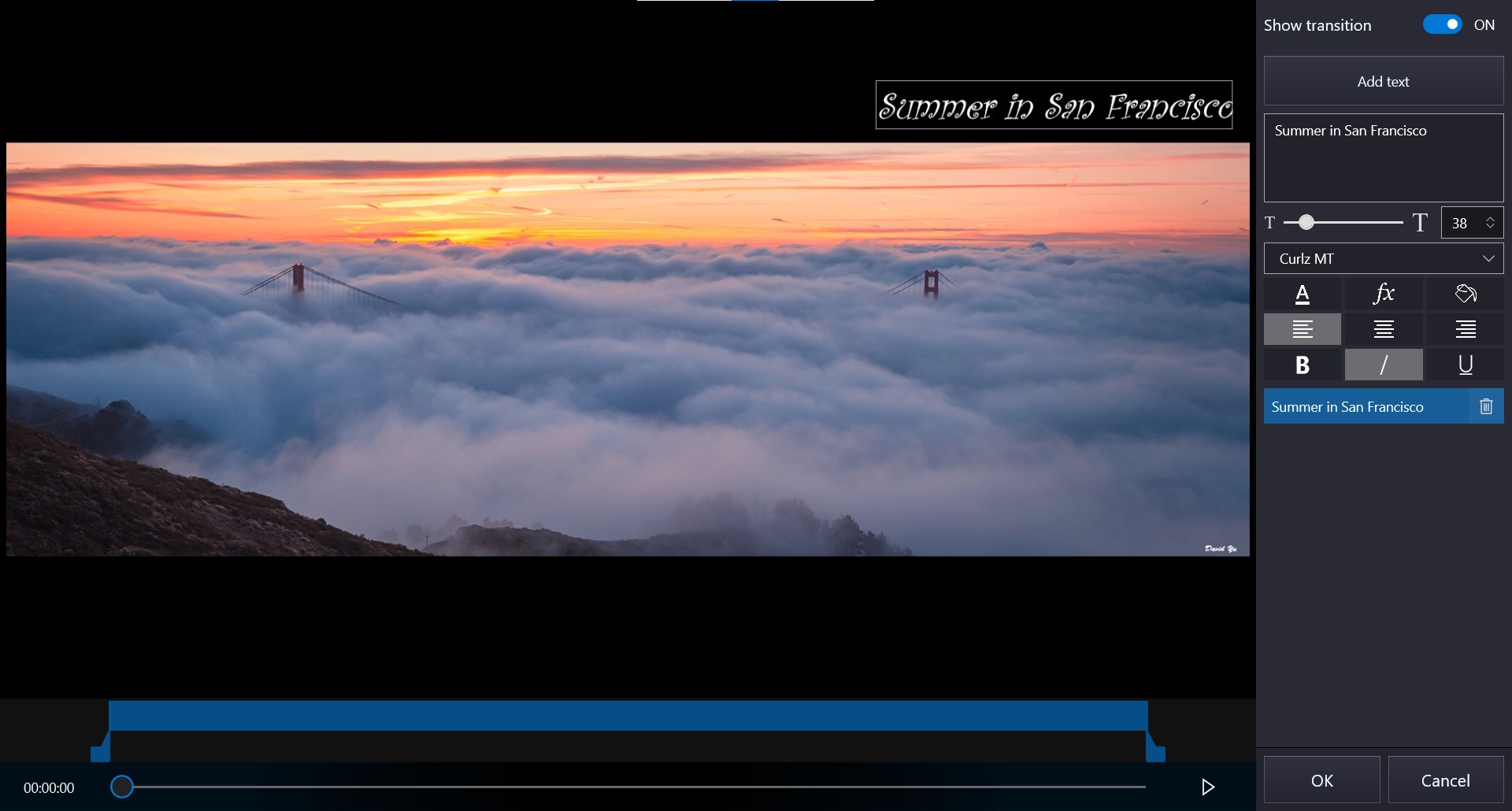Movie Maker Free text overlay and title editor